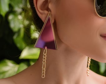 Triangle Earrings Dangle, Ethnic Earrings, Geometric Earrings, Statement Earrings, Geometric Jewelry, Gift for her by Christina Christi.