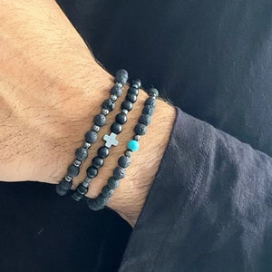 Men's Bracelet, Black Beads Bracelet, Men's Jewelry, Made in Greece, by Christina Christi Jewels. image 7