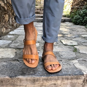 Greek Sandals Men Leather Sandals Mens Sandals Brown - Etsy