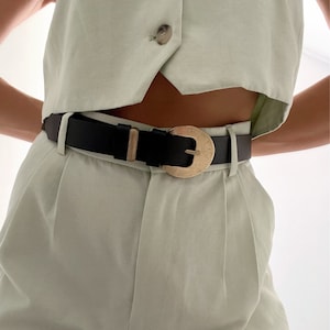 Black Leather Belt Women, Waist Belt, Buckle Belt, Gift for Her, Made from Real Genuine Leather, Made in Greece. - Always Unique