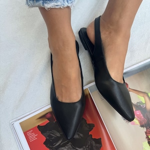 Women Leather Mules, Black Leather Mules, Slingback Mules, Women Mules, Summer Shoes, Gift for Her, Made from Full Grain Leather In Greece.