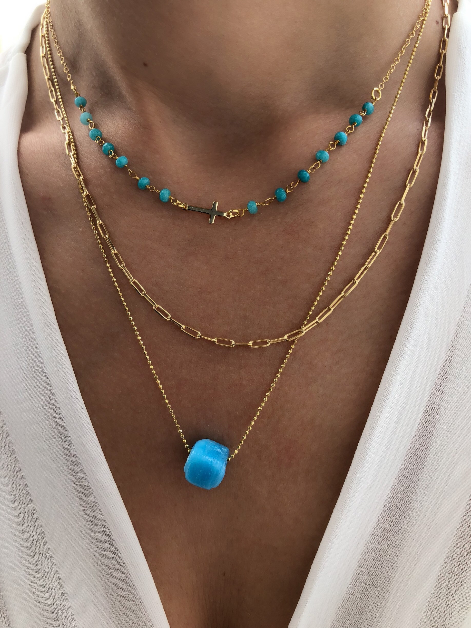 Jovono Catena per il corpo con perle dorate e turchese, stile bohémien, catena per cintura per abiti, per feste in spiaggia, gioielli per donne e ragazze
