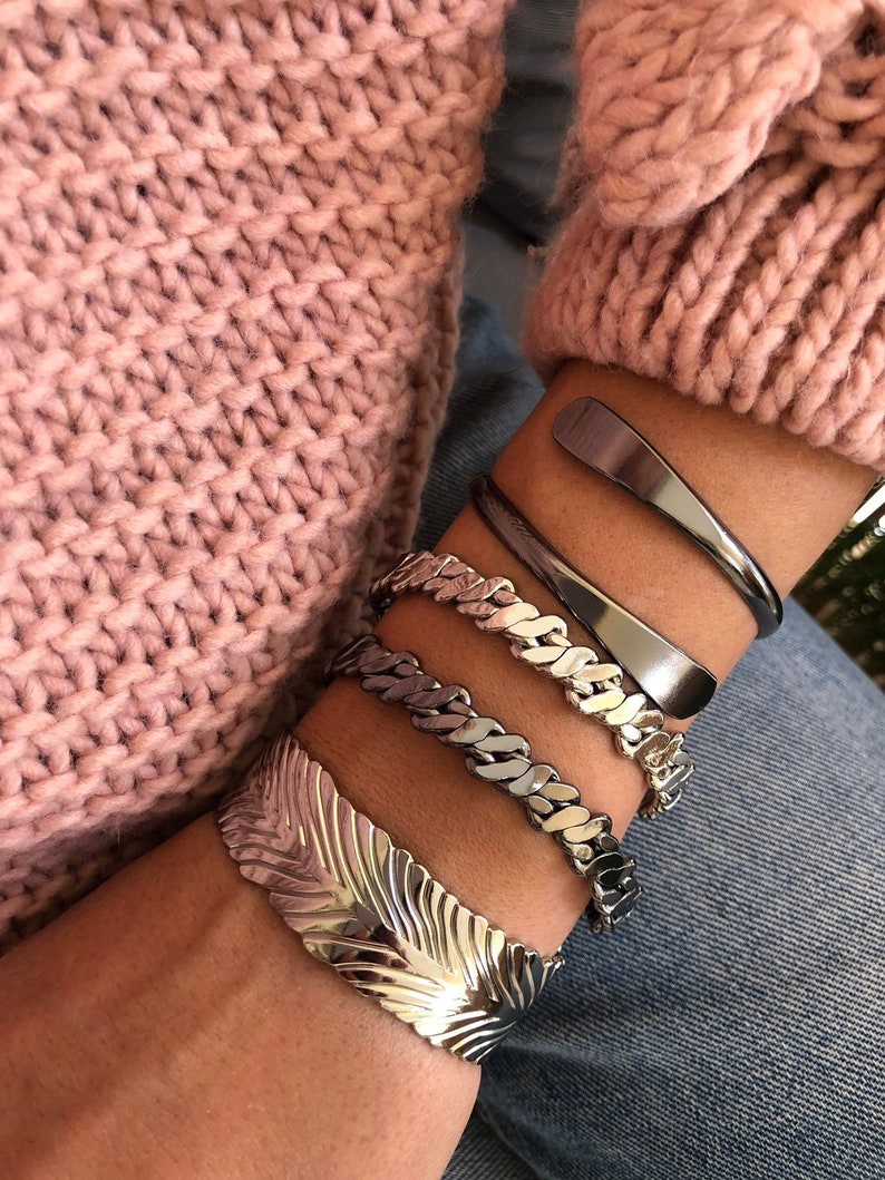 Cuff Bracelet Women Gift for Her Made in Greece Bangle Bracelet Stack by Christina Christi Jewels. Adjustable Bangle