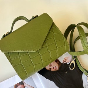 Leren crossbodytas in aardetinten, volnerf schoudertas, draagtas dames