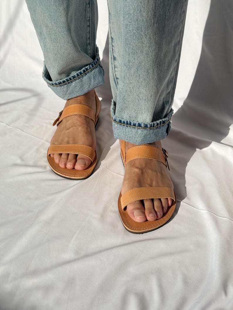 Greek Leather Sandals, Mens Sandals, Brown Flats, Summer Sandals, Women Shoes, Gift for him. image 6