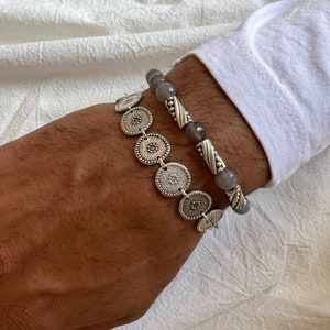 SIlver Bracelets Men, Silver Beaded Bracelets, Mens Bracelets, Silver Beads Bracelets, Mens Jewelry, Gift for Him, Made in Greece.
