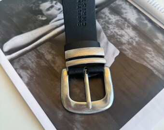 Cinturón para hombre, cinturón de cuero negro, cinturón con hebilla para hombre, cinturón de cuero para hombre, hecho de cuero genuino auténtico.