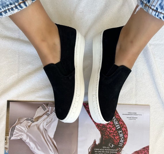 Black Suede Shoes, Sneackers Women, Leather Slip On Shoes, Women's Soft Shoes.