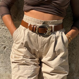 Brown Leather Belt, Women Belts, Bronze Buckles, Boho Belt, Brown Belt, Women&#39;s Belt, Gift for Her,Made from Real Genuine Leather - Imposing
