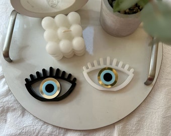 Small Evil Eye Protection Ornament, Good Luck Ornament, Home Decor, Newborn Ornament, Baby Gift, Made from Plexiglass in Greece.