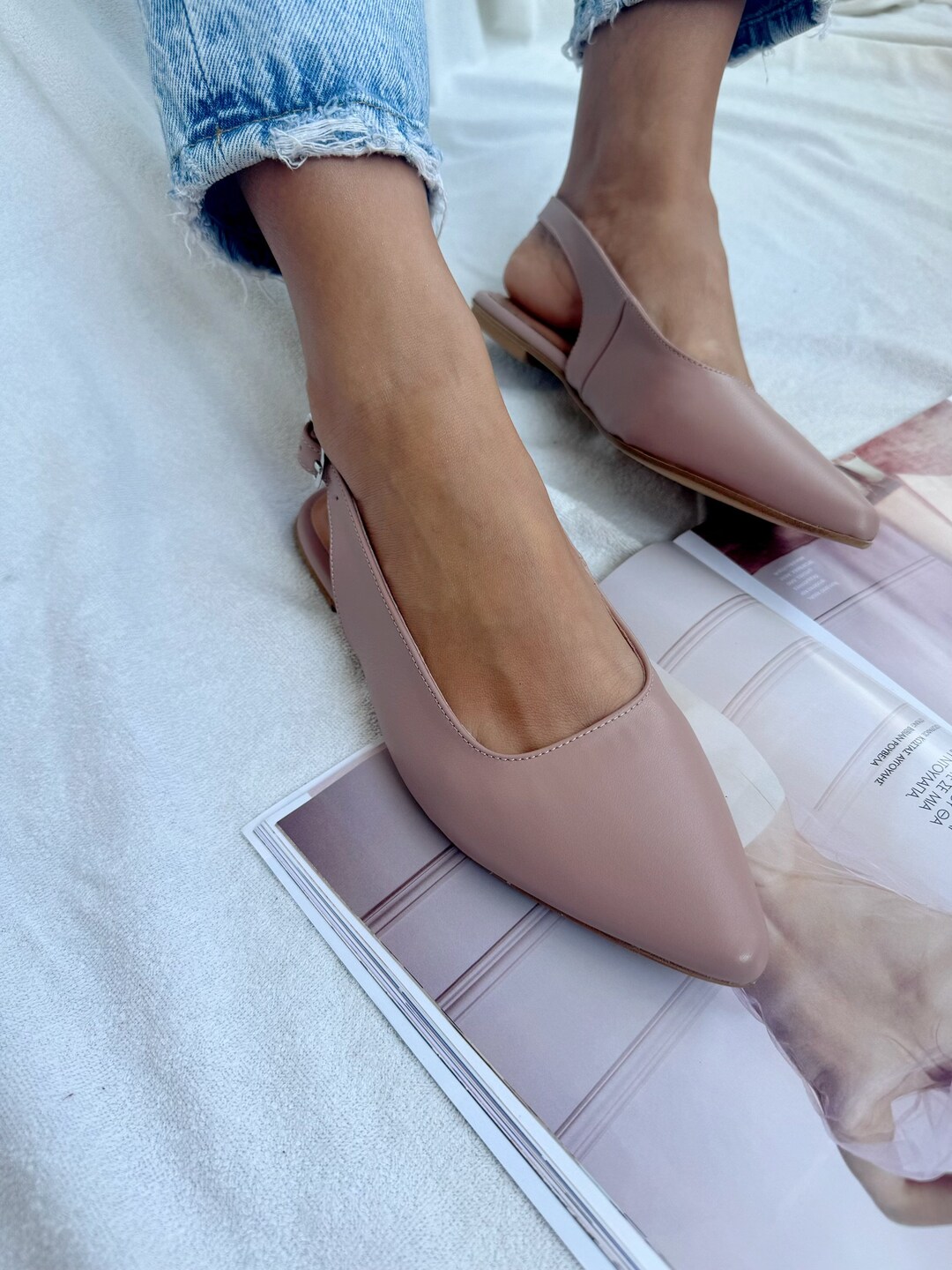 slip on leather mules womens