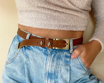 Thin Belt, Leather Belt Women, Brown Belt Buckles, Fashion Belt, Womens Accessories, Made in Greece.