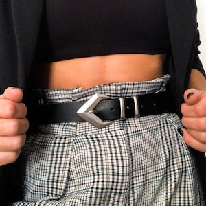 Femme Cible - Belt Buckle, Leather Belt, Women Belt, Black Leather Belt, Waist Belt, Gift for Her, Made from Real Genuine Leather.
