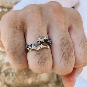 Mens Silver Ring, Silver Band Ring, Thorn Ring, Mens Ring, Adjustable Ring, Gift for Him, Made from Stainless Steel, Made in Greece.