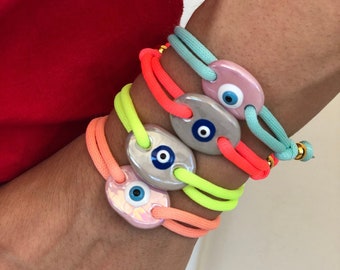 Multicolor Evil Eye Bracelet, Friendship Bracelets, Evil Eye Charm, Protection Bracelet, Evil Eye Jewelry, Colorful Bracelets, Gift for Her.