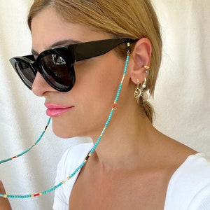 Turquoise Glasses Chain, Sunglasses Chain, Eyeglasses Holder, Glasses Chain, Laces for Sunglasses, Gift for Her, (CHRISTI-LACES)