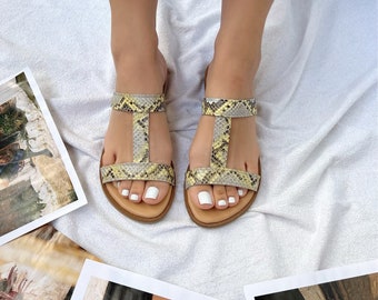 Handmade Sandals, Greek Leather Sandals, T-Strap Sandals, Summer Sandals, Women's Shoes, Made in Greece