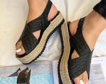 Black Leather Sandals Women, Summer Shoes, Handmade Sandals, Summer Sandals, Made from 100% Genuine Leather in Black Color.