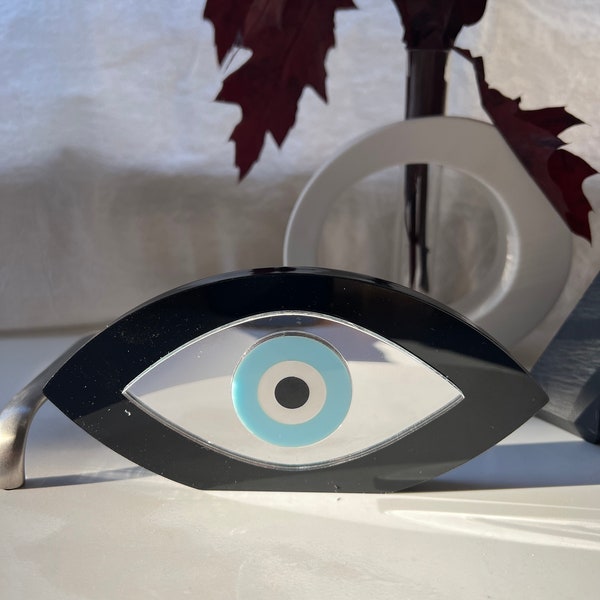 Protection Evil Eye Home Decor Plexiglas, Ornement Evil Eye, Décor de bureau, Ornement de bonne chance, Cadeau de Noël, Fabriqué à partir de plexiglas.