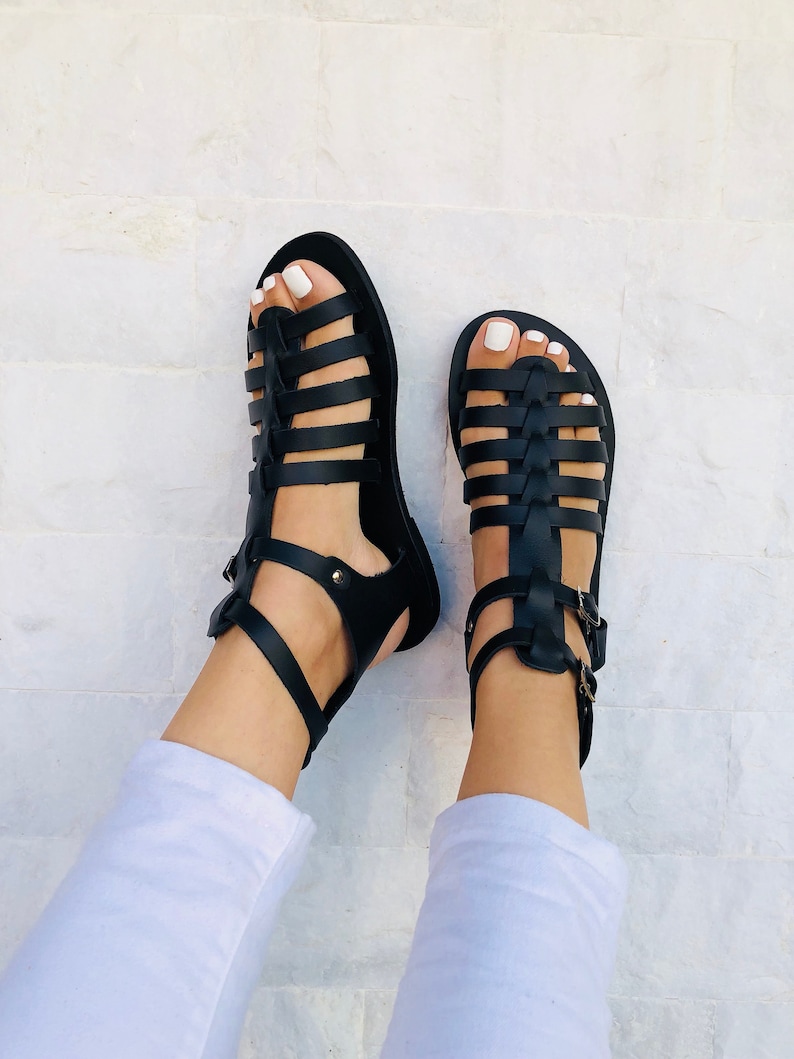 Gladiator Leather Sandals, Greek Sandals, Black Sandals, Summer Shoes, Made from 100% Genuine Leather. image 7