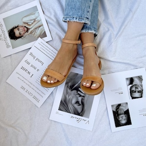 Lädersandaler med slingback, sandaler med öppen tå, grekiska sandaler, sommarskor, tillverkade i Grekland bild 7