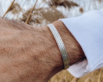 Bracelet homme, Bracelet jonc homme, Bracelet jonc argent, Bracelet manchette homme, Cadeau pour lui, Fabriqué en Grèce, par Christina Christi Jewels.