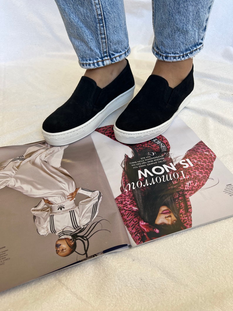 suede slip on shoes womens