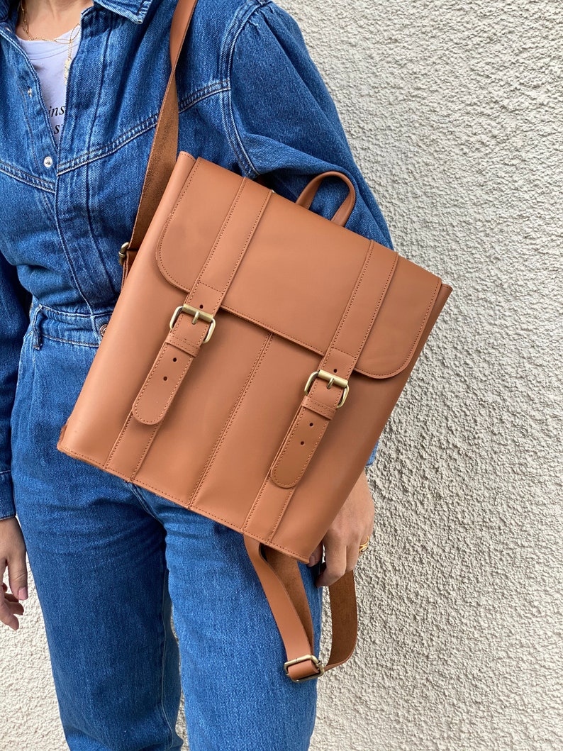 Handmade Leather Backpack Brown Leather Backpack Women Etsy