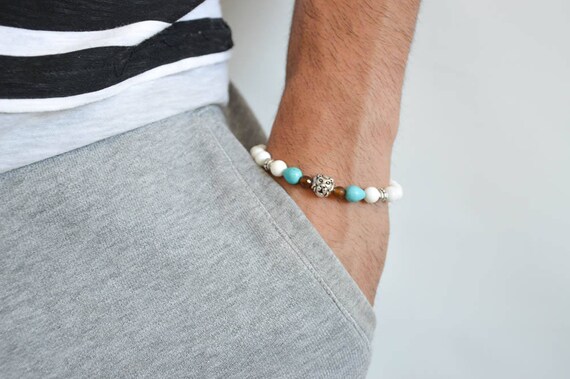 Braccialetti Homme Bracciale Con Perline Di Pietra Naturale - Foto 4