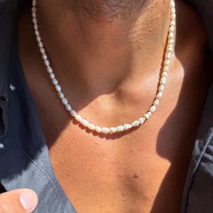 Men’s Pearl Necklace, Beaded Pearls Pendant, Frehswater Pearls Jewelry Men, made in Greece.