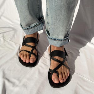 Black Leather Sandals Men, Greek Gladiator Sandals, Mens Sandals, Mens Slingbacks, Summer Shoes image 5