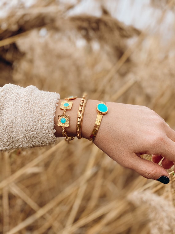 Pulseras de cuentas de colores, pulseras apilables, pulseras de colores,  brazalete de oro, pulseras de verano, regalo para ella, hecho en Grecia. -   España