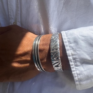 Silver Bangle, Men&#39;s Bangle Bracelet, Men&#39;s Bracelet, Silver Cuff, Silver Bracelet, Adjustable Bangles, Men&#39;s Cuff, Made from Brass.