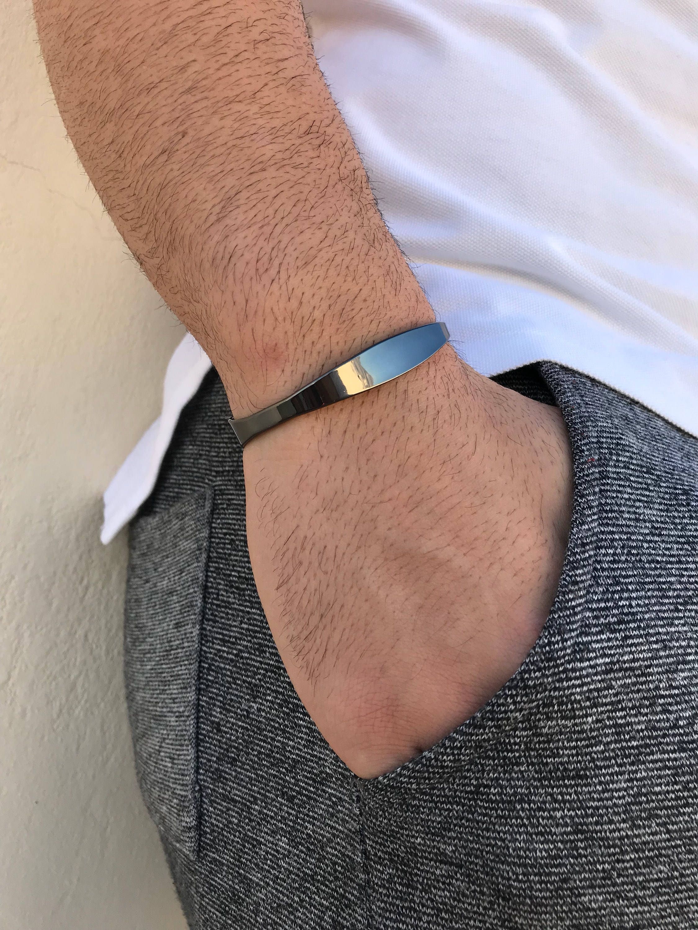 Men's Bracelet Cuff Bracelet Men Black Cuff Bracelet Etsy