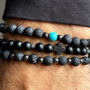 Men's Bracelet, Black Beads Bracelet, Men's Jewelry, Made in Greece, by Christina Christi Jewels. image 1