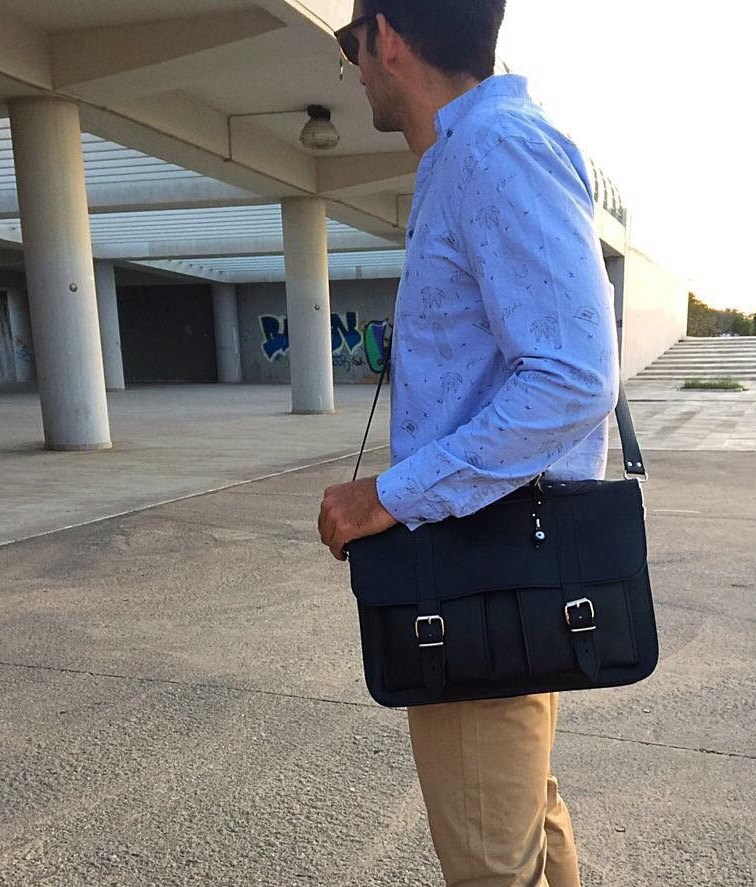 Black Leather Messenger Bag Leather Briefcase 15 Inch Laptop Etsy UK