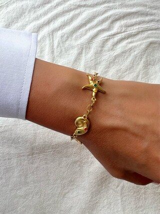WOWORAMA Bracciale Rigido Oro Per Donna | Largo Martellato Con Stella Marina, Stile Bohémien E Spiaggia