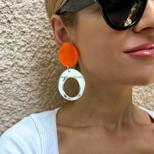 Sommer Creolen, Ohrclips, Lange Ohrringe, Baumeln Ohrringe, Geschenk für sie, Made in Griechenland.