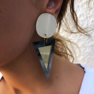 Triangle Earrings, Clip On Earrings, Geometric Earrings, Triangle Jewelry, Boho Earrings, Gift for Her, Made by Christina Christi. image 3