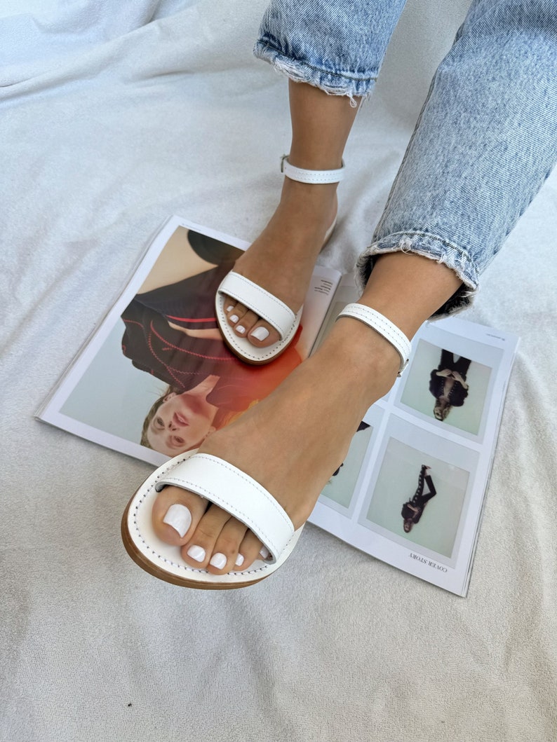 Lädersandaler med slingback, sandaler med öppen tå, grekiska sandaler, sommarskor, tillverkade i Grekland bild 10