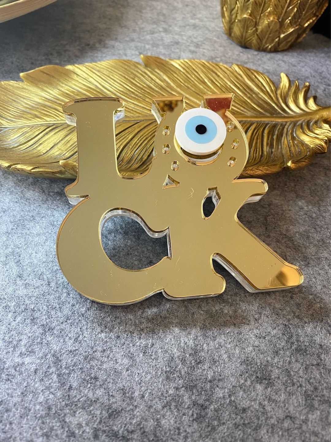 Gold Horseshoe Ornament, Lucky Ornament, Good Luck Charm, Evil Eye Home