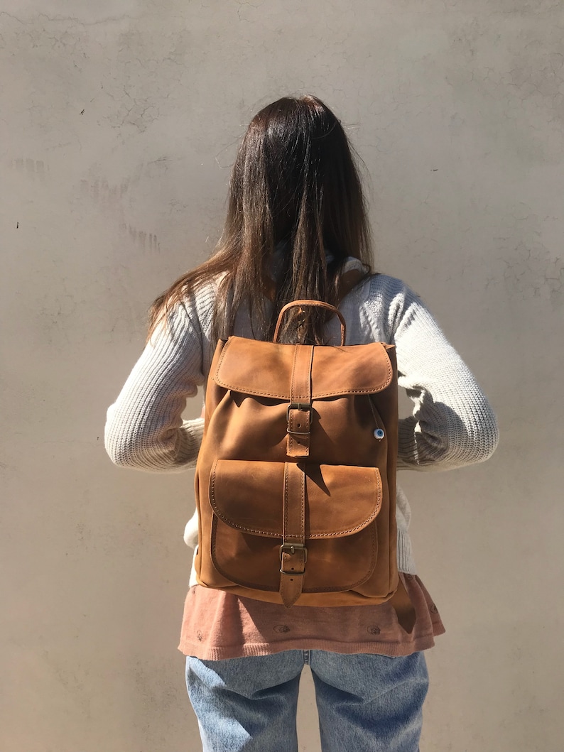 Leather Rucksack, Women's Rucksack, Leather Backpack Women, Office Bag, Travel Bag, Made in Greece from Full Grain Leather, LARGE. image 8