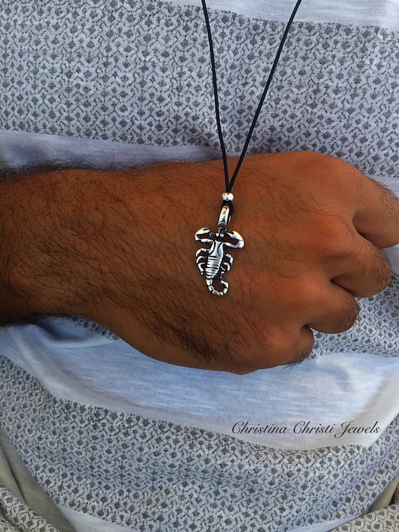 Scorpio Necklace Mens Necklace Silver Zodiac Jewelry Scorpio
