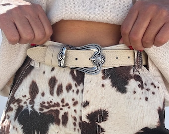 Beige Leather Belt, Women Belt Buckles, Boho Belt, Waist Belt, Made in Greece