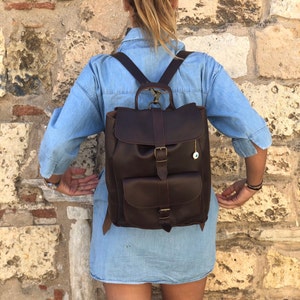 Women Leather Backpack, Brown Leather Backpack, Leather Rucksack, Laptop Backpack, Gift for Her, Made from Full Grain Leather, LARGE.