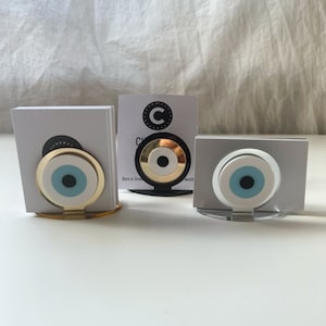 Soporte para tarjetas, soporte redondo para tarjetas con forma de ojo malvado, soporte para tarjetas de visita, soporte para tarjetas de plexiglás, soporte para tarjetas de oficina, organizador de escritorio, fabricado en Grecia.