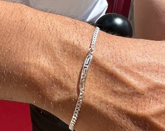 Mens Bracelet, Ancienet Greek Bracelet Men, Silver Chain Bracelet, Made in Greece, Gift for him.