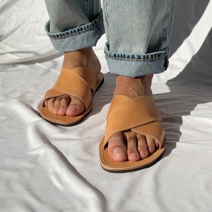 Mens Leather Sandals, X Sandals, Mens Sandals, Greek Slides, Men Summer Shoes. image 10