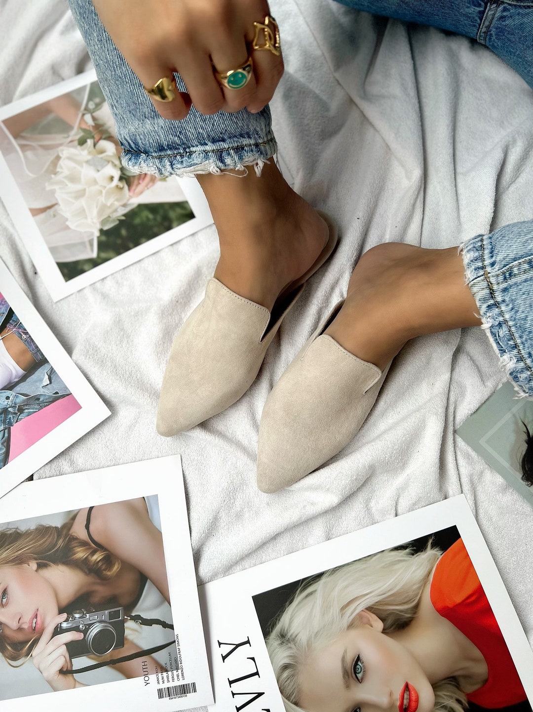 lined mules womens