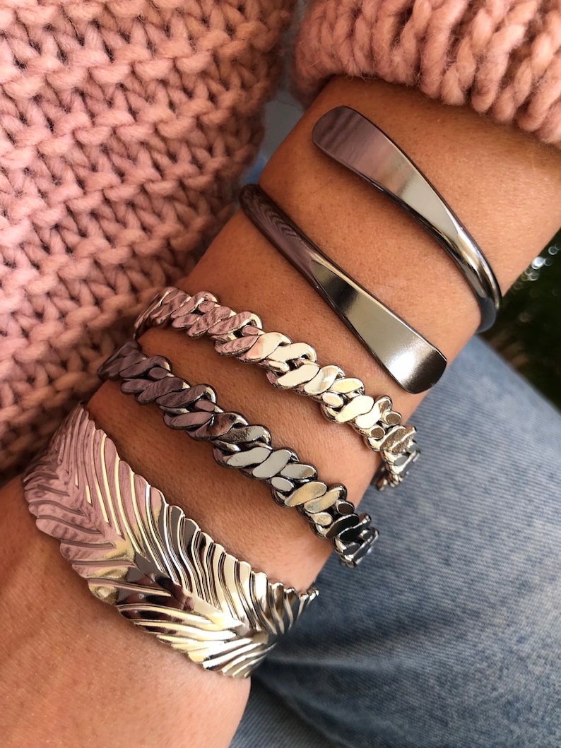 Cuff Bracelet Women Gift for Her Made in Greece Bangle Bracelet Stack by Christina Christi Jewels. Adjustable Bangle